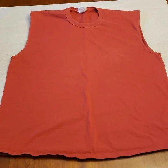 Vintage Jerzees Single Stitch Sleeveless Tank Tee Muscle Shirt Red Lg 45 Chest - Picture 2 of 9